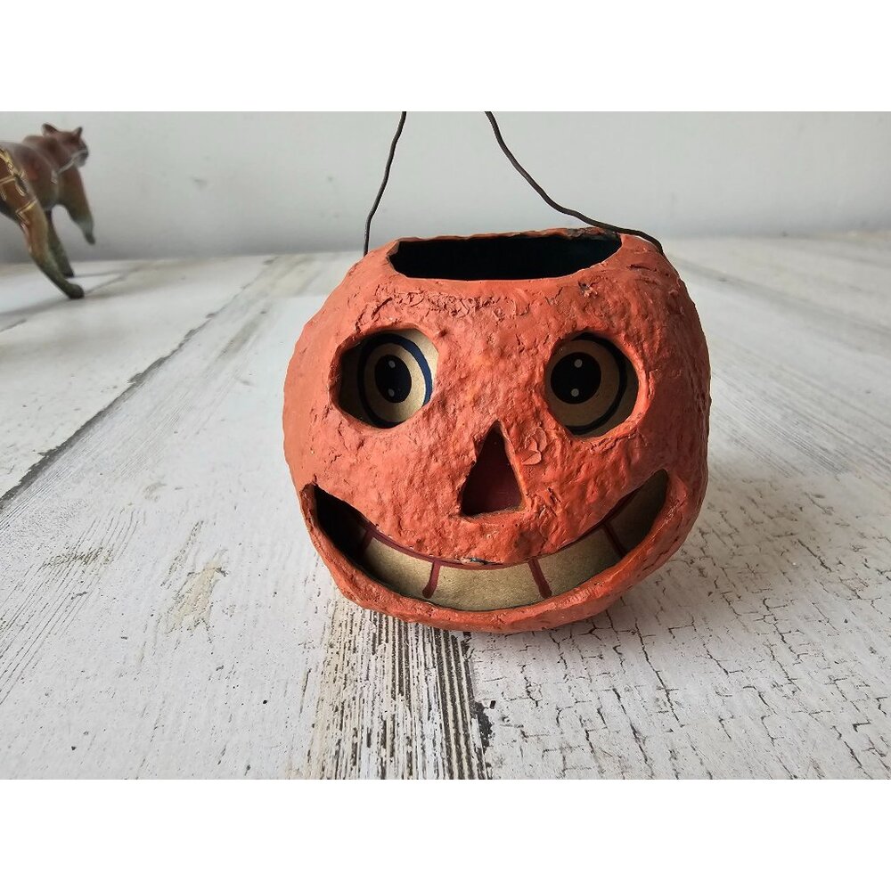 Vintage repro? Jack-o'-lantern pumpkin‎ ornament mini Halloween decor